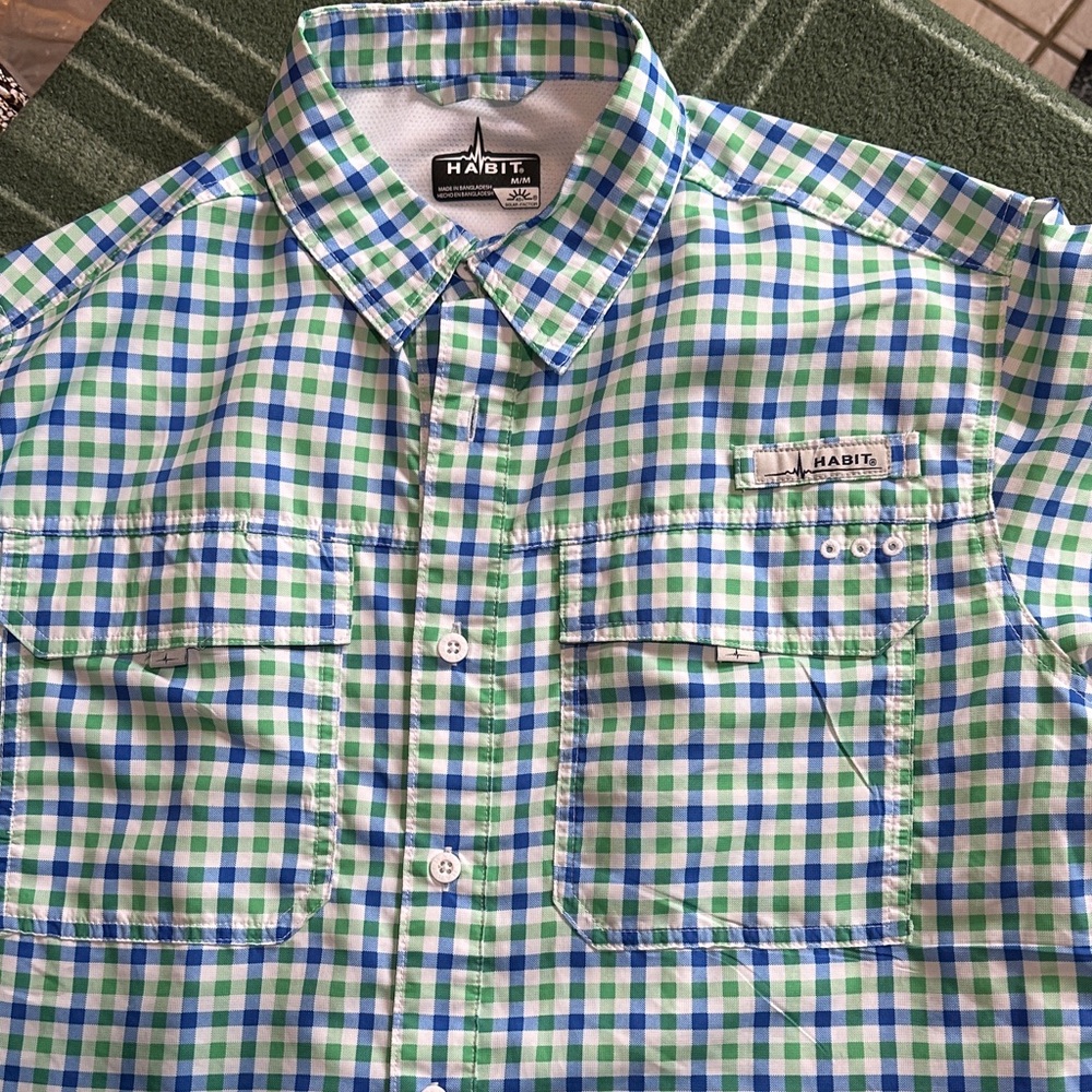 Habit Green and Blue Checkered Shirt size Medium